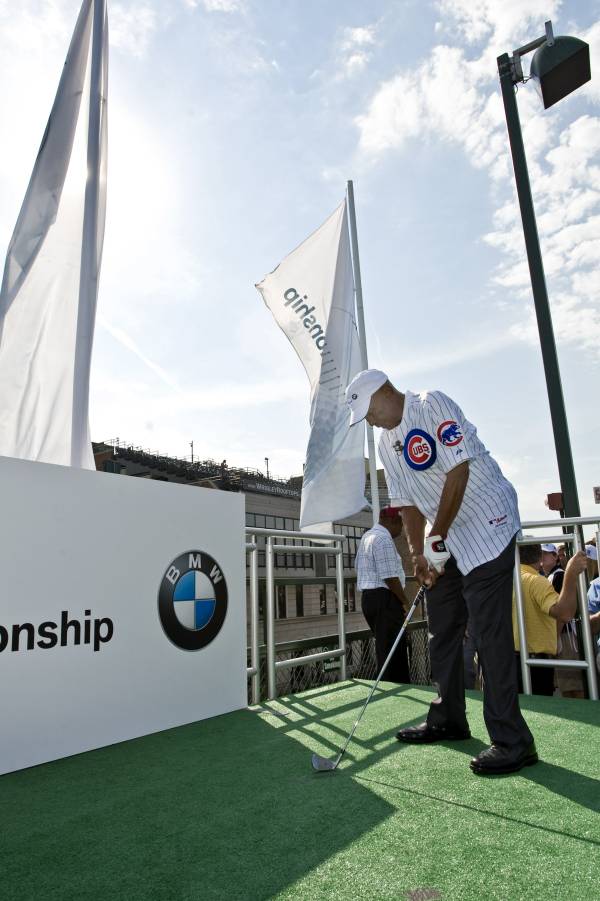 Dustin Johnson and Ernie Banks Tee it Up at Wrigley Field 