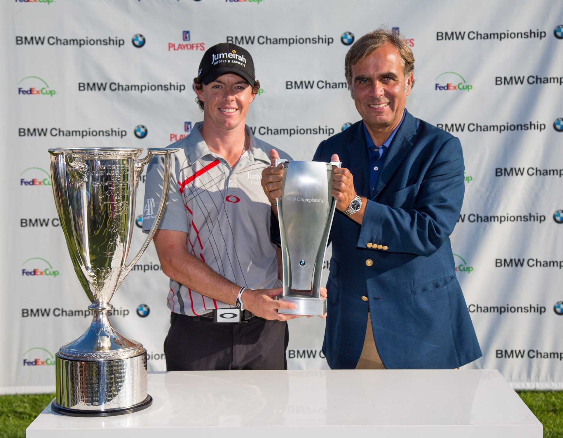 BMW North America CEO Ludwig Willisch presents BMW Championship trophy ...