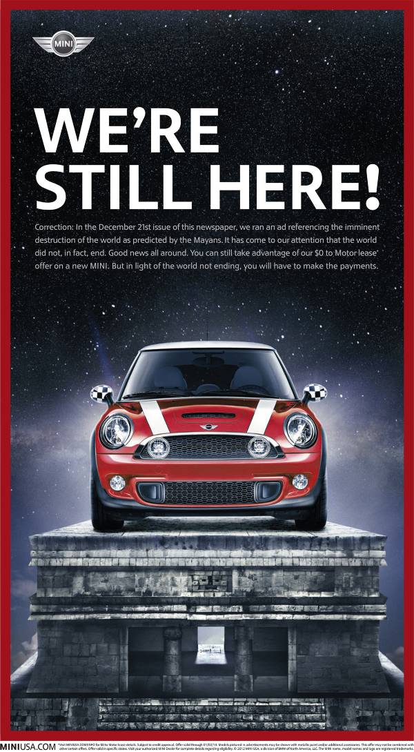 MINI USA Ad Creative - We're Still Here! (12/2012)