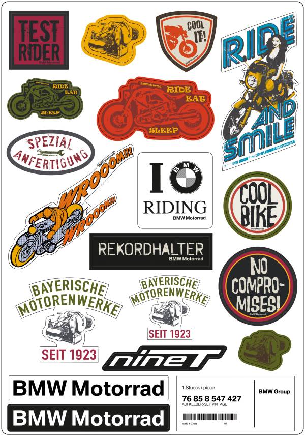 BMW Motorrad Rider's Equipment Style 2014, Vintage sticker set (11