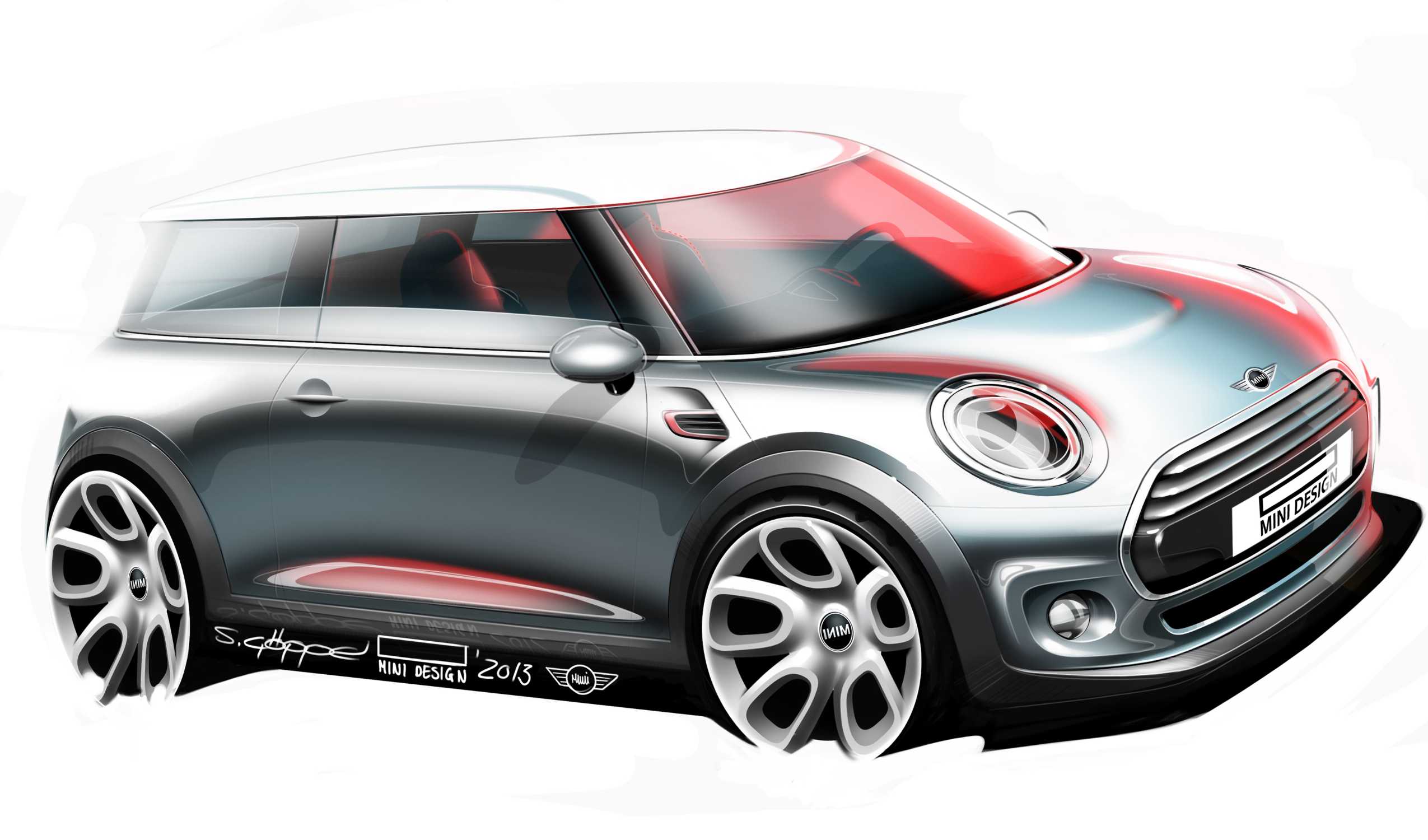 Mini Drawing Front View The new MINI exterior design sketch. (11/2013)