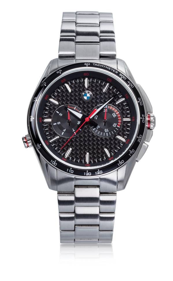 Men's BMW Carbon Watch, $295. Stainless Steel, with black dial 