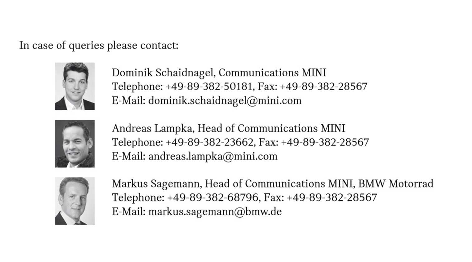 MINI Communications.
