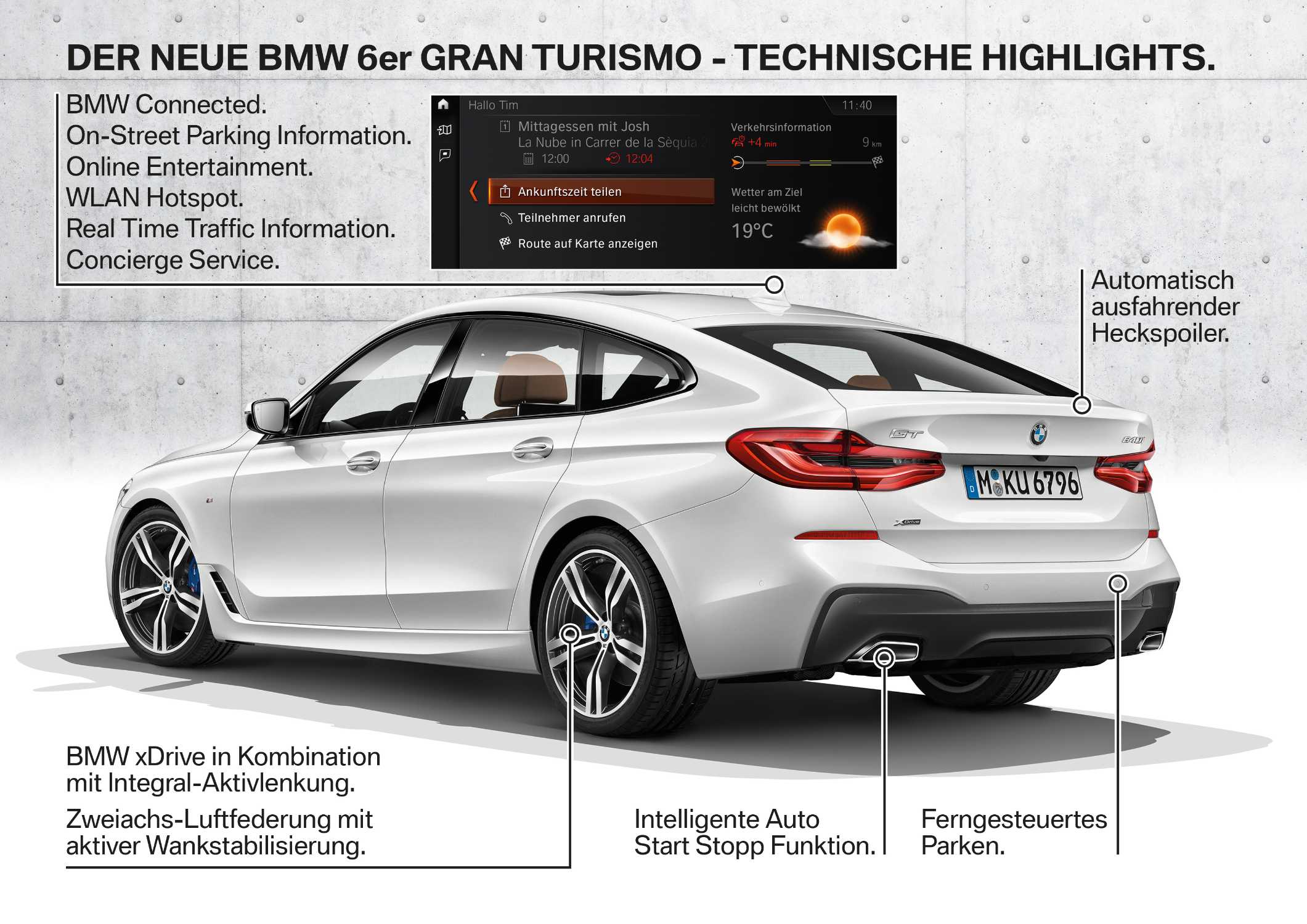 BMW 6er Gran Turismo, 640i xDrive, Mineralweiß, M Sportpaket (06/2017)