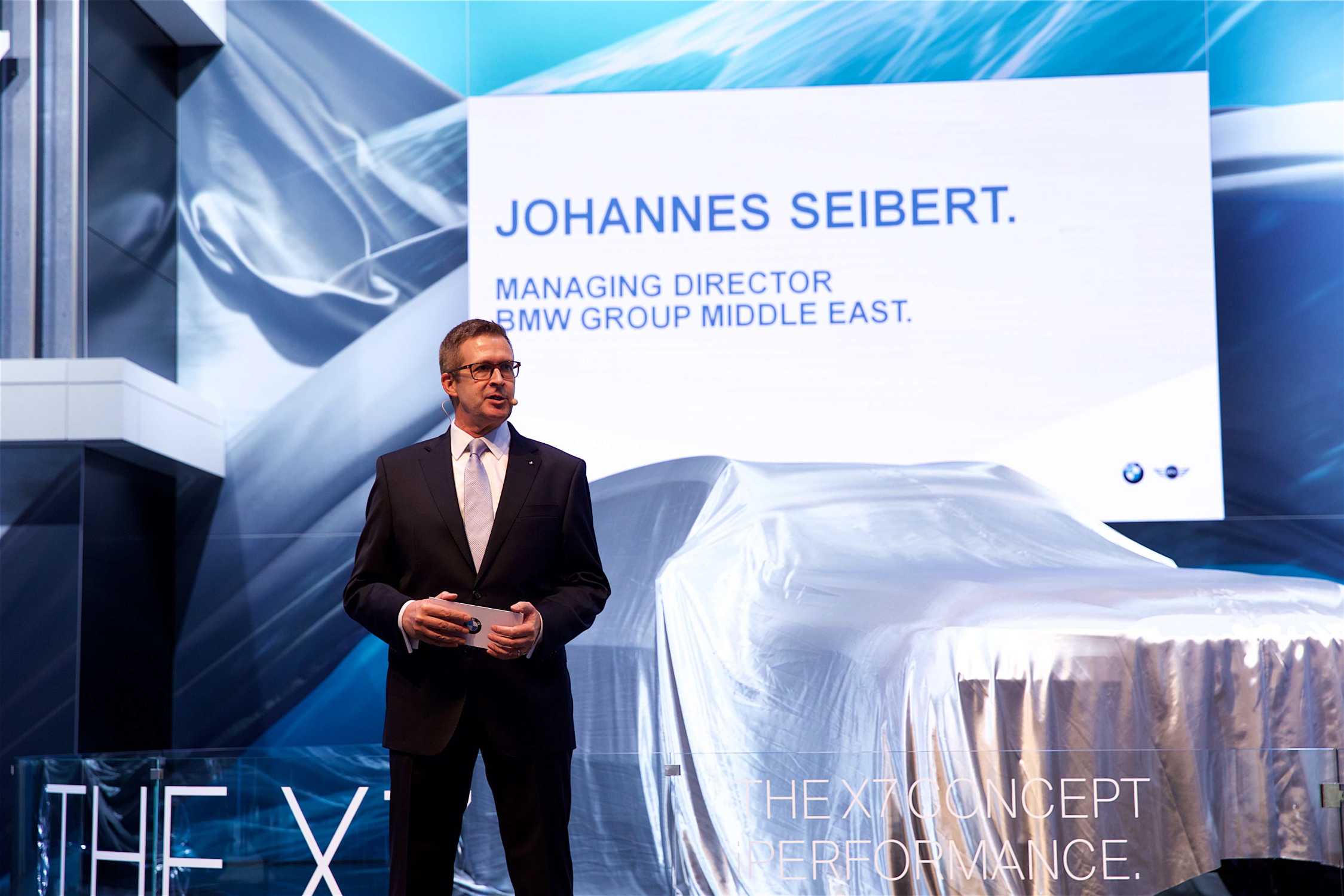 Johannes Seibert Managing Director BMW Middle East at Dubai Motor Show Press Conference 2017 (11/2017)