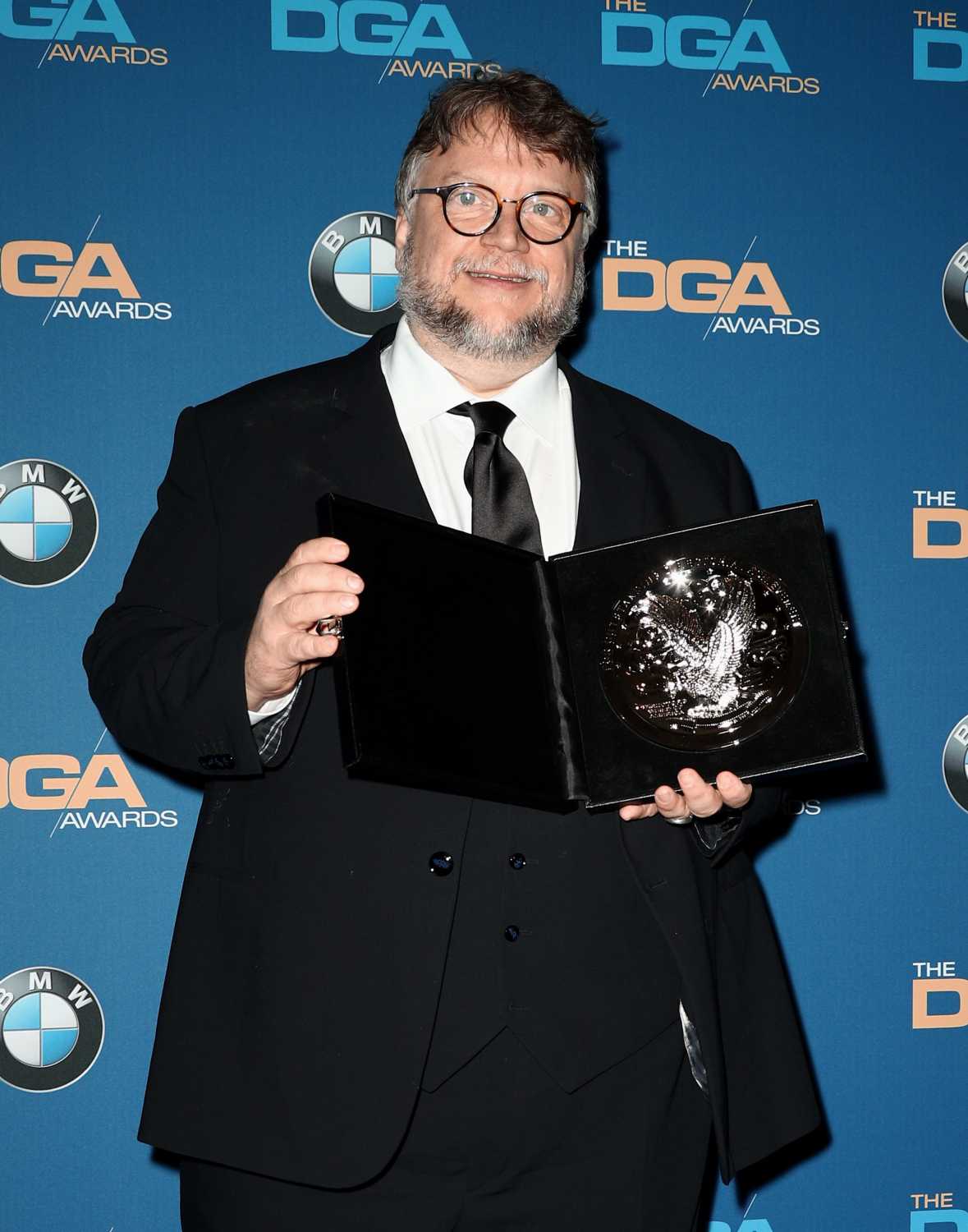 Director Guillermo del Toro, winner of the award for Outstanding Directorial Achievement in Feature Film for 'The Shape of Water' poses in the press room during the 70th Annual Directors Guild Of America Awards at The Beverly Hilton Hotel on February 3, 2018 in Beverly Hills, California. (Photo by Frederick M. Brown/Getty Images). (02/2018)