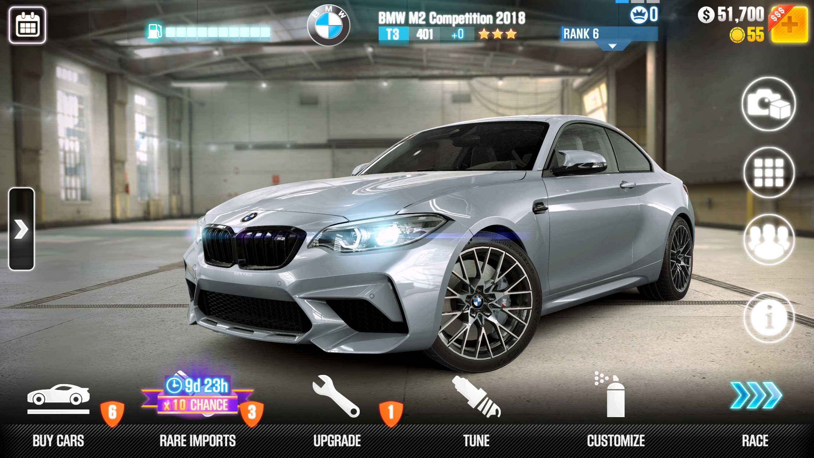 The new BMW M2 Competition in CSR Racing 2 from Zynga. In-game screenshot. (04/2018)
