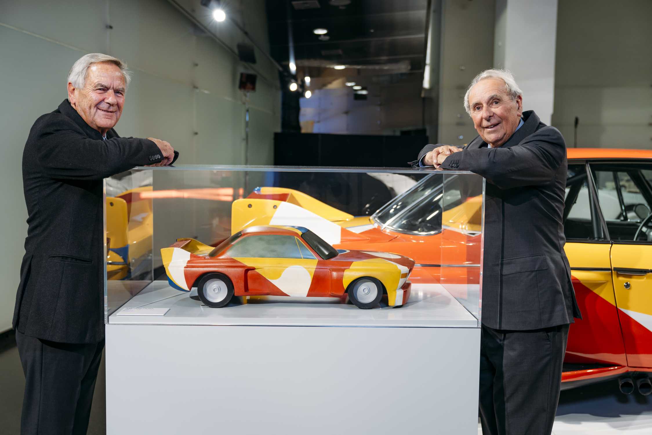 Special exhibition at the BMW Museum „BMW Art Cars | How a vision became reality.“ The initiators of the  BMW Art Carproject: Jochen Neerpasch, former Head of BMW Motorsport GmbH and Hervé Poulain (r.), auctioneer and former race driver. (10/2018)