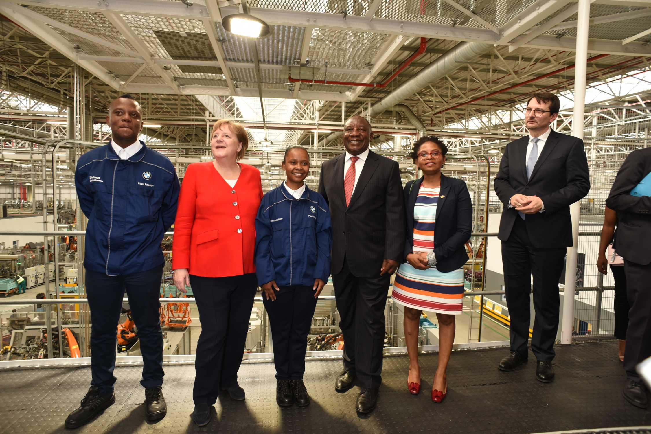 President Cyril Ramaphosa And German Chancellor Angela Merkel Meet The Engineers Of The Future At Bmw Group Plant Rosslyn