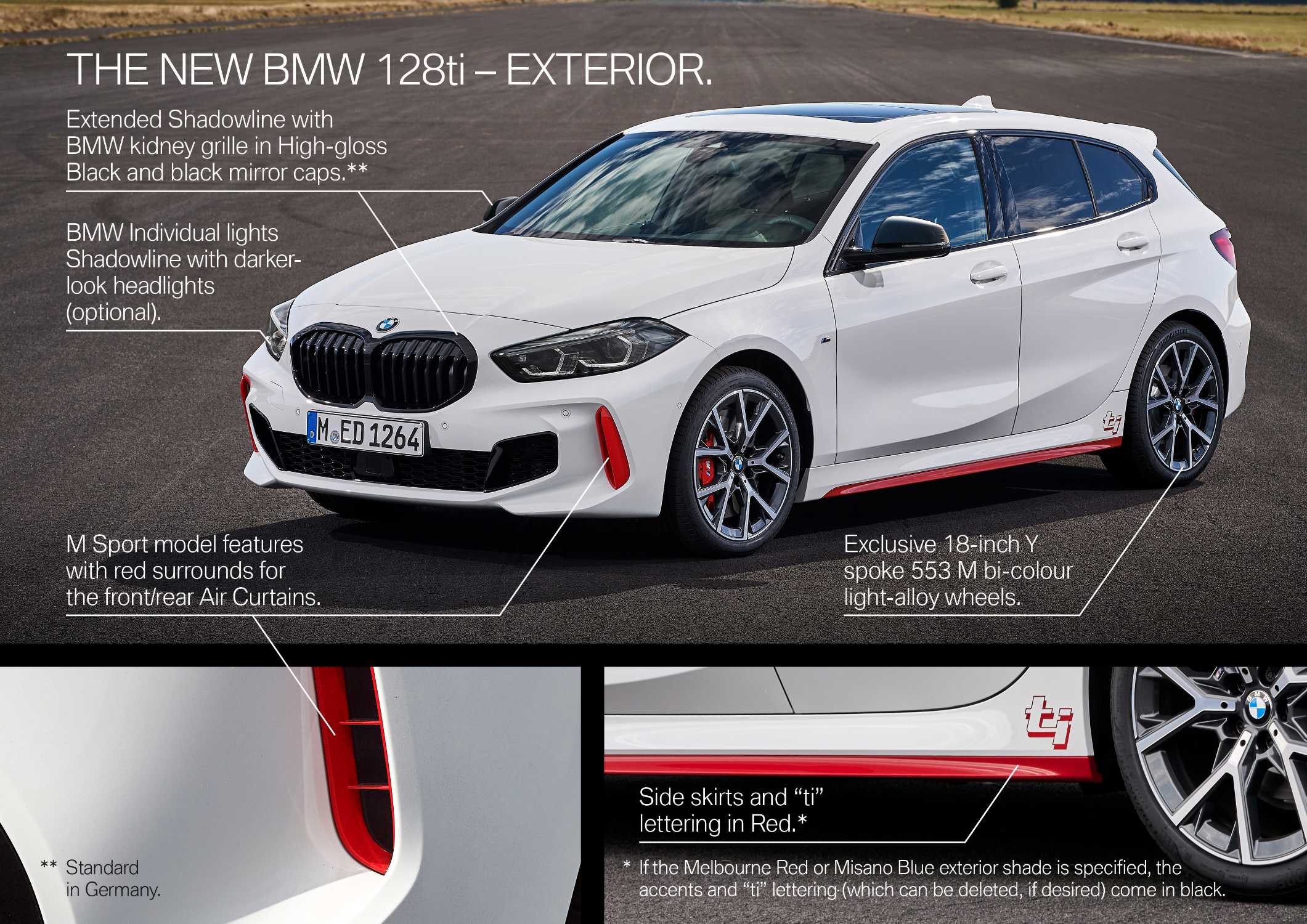 The all-new BMW 128ti, Alpine white, Y Rim 18” Styling 553 M (10/2020).