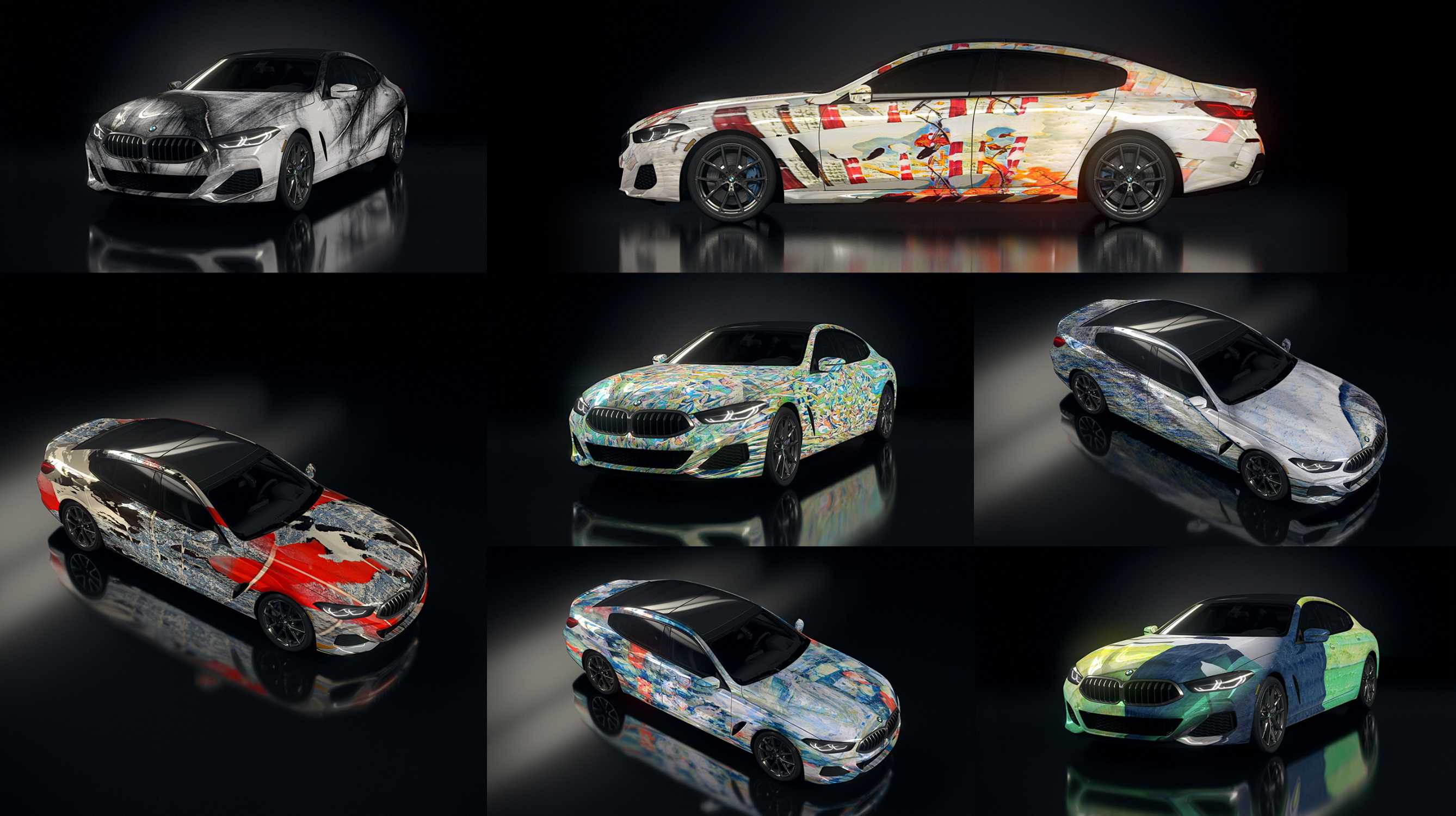 The Ultimate AI Masterpiece, An Art and AI Exploration by BMW, inspired by Lee Bae, a mix of selected artists, Jamal Cyrus, Hugo McCloud, the history of art, Kyungah Ham und Leelee Chan (clockwise, starting from top left), 2021. © BMW AG (05/2021)