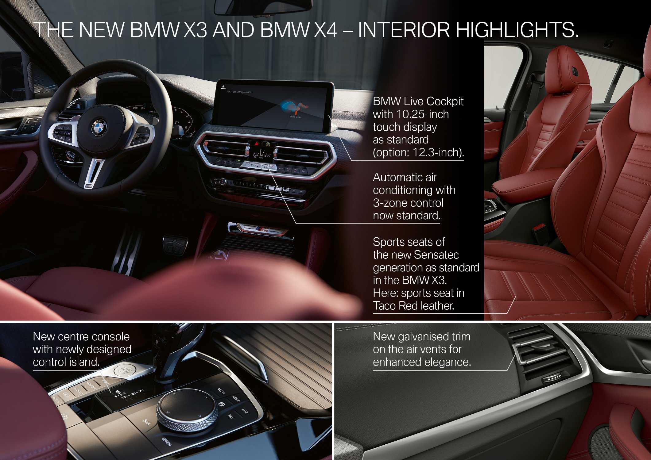 The new BMW X3 xDrive30e, Sophisto Grey metallic, Rim 21” Styling 726 and the new BMW X4 M40i, Brooklyn Grey metallic, Rim 21“ Styling 718M (06/2021).