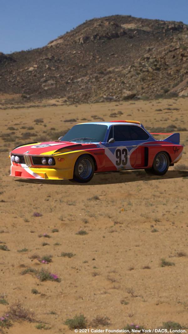 BMW Art Car by Alexander Calder, BMW 3.0 CSL, 1975, augmented reality. Courtesy of the artist and Acute Art in collaboration with BMW Group Culture. (07/2021)