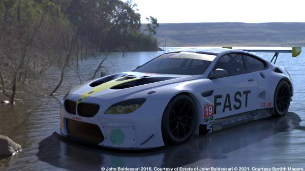 BMW Art Car by John Baldessari, BMW M6 GTLM, 2016, augmented reality. Courtesy of the artist and Acute Art in collaboration with BMW Group Culture. (07/2021)