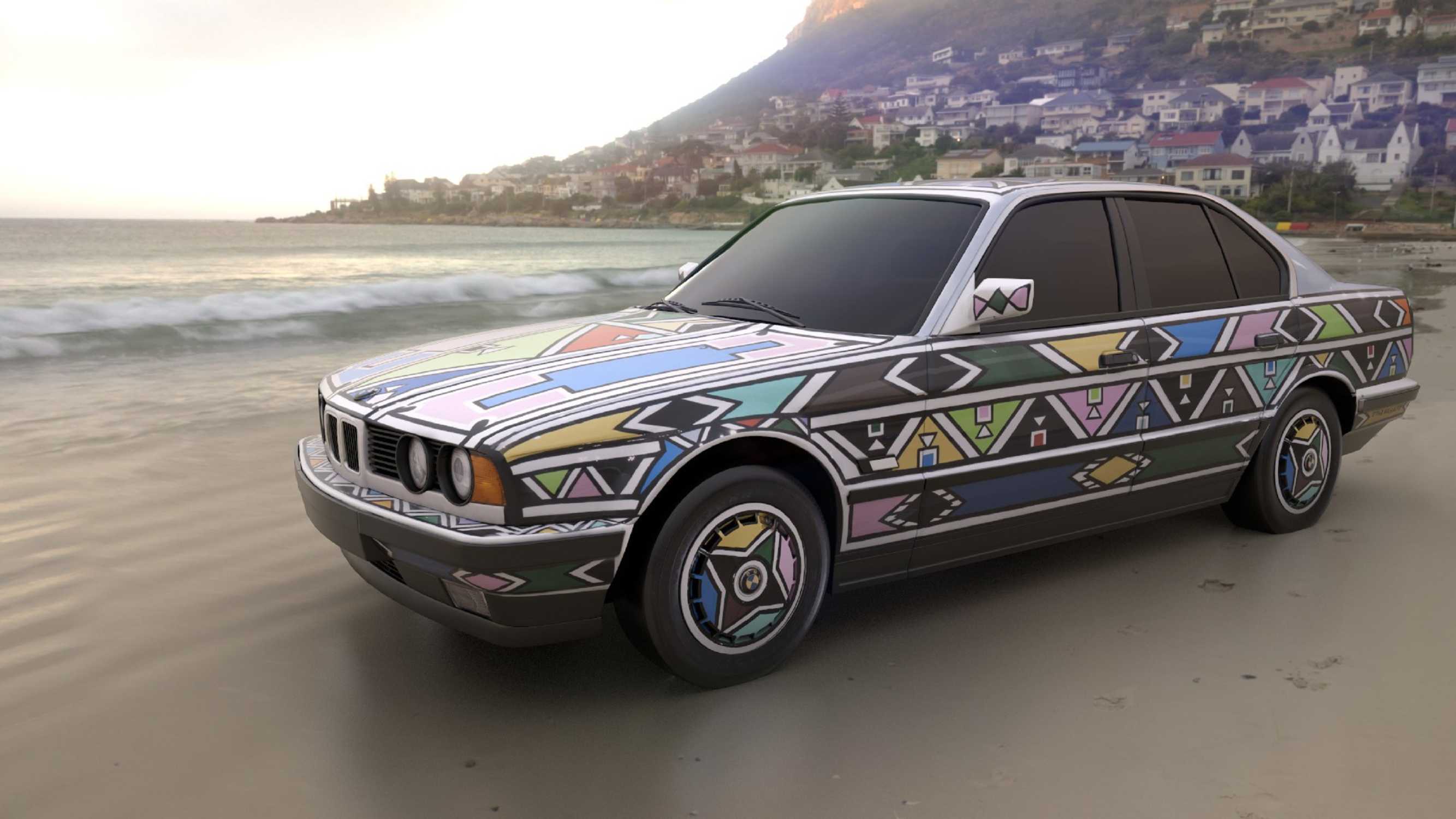 BMW Art Car by Esther Mahlangu, BMW 525i, 1991, augmented reality 