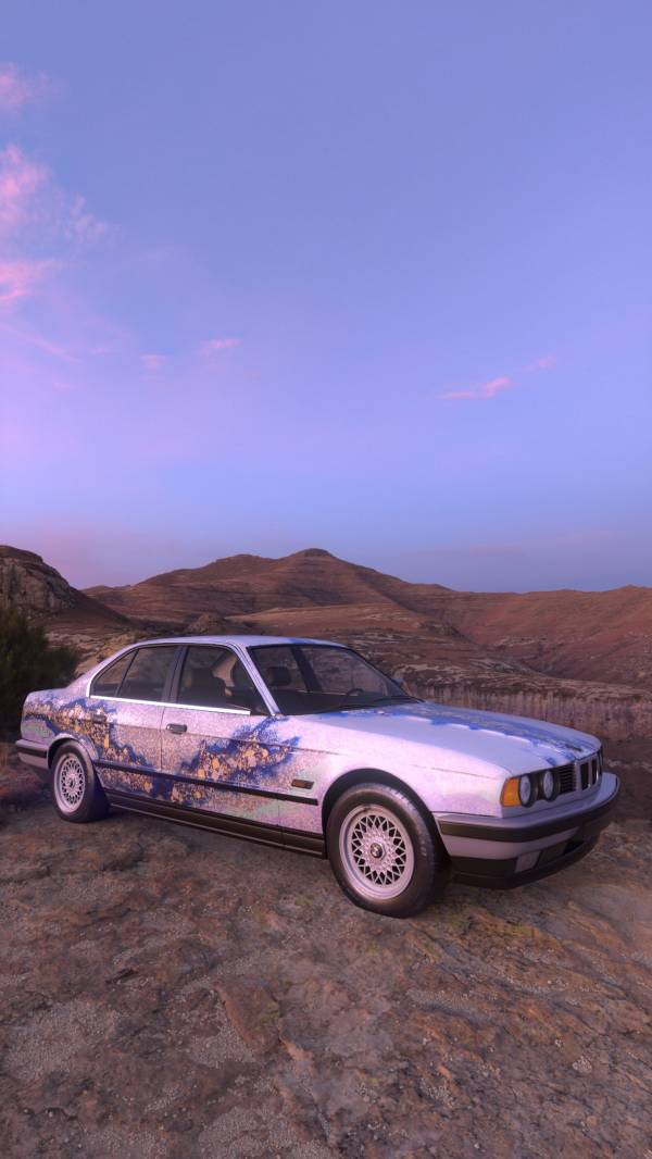 BMW Art Car by Matazo Kayama, BMW 535i, 1990, augmented reality. Courtesy of the artist and Acute Art in collaboration with BMW Group Culture. (07/2021)