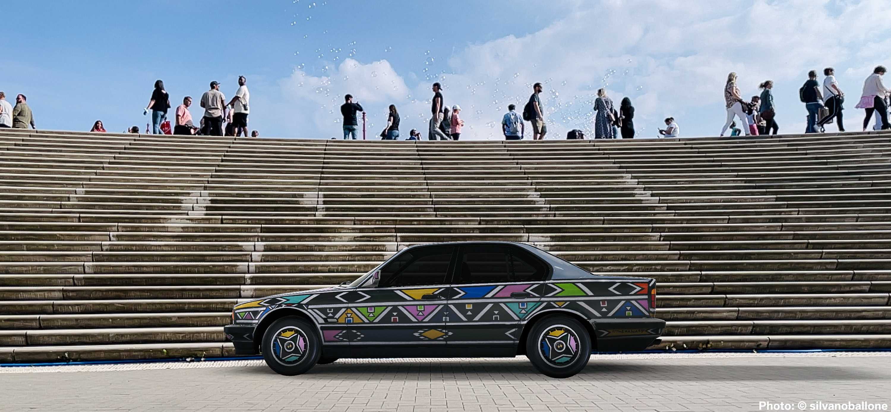 BMW Art Car by Esther Mahlangu, BMW 525i, 1991, augmented reality