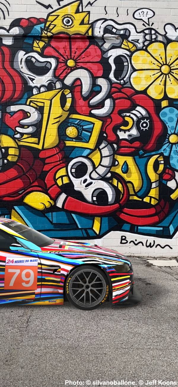 BMW Art Car by Jeff Koons, BMW M3 GT2, 2010, augmented reality. Courtesy of the artist and Acute Art in collaboration with BMW Group Culture. Photo: © silvanoballone. © Jeff Koons (07/2021)