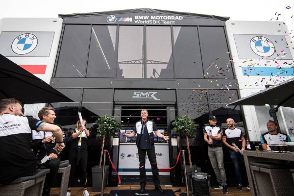 Assen (NED), 24th July 2021. BMW Motorrad Motorsport, FIM Superbike World Championship (WorldSBK), Markus Schramm, Head of BMW Motorrad, opening the new BMW Motorrad Motorsport hospitality.