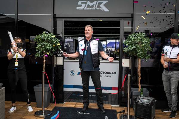 Assen (NED), 24th July 2021. BMW Motorrad Motorsport, FIM Superbike World Championship (WorldSBK), Markus Schramm, Head of BMW Motorrad, opening the new BMW Motorrad Motorsport hospitality.