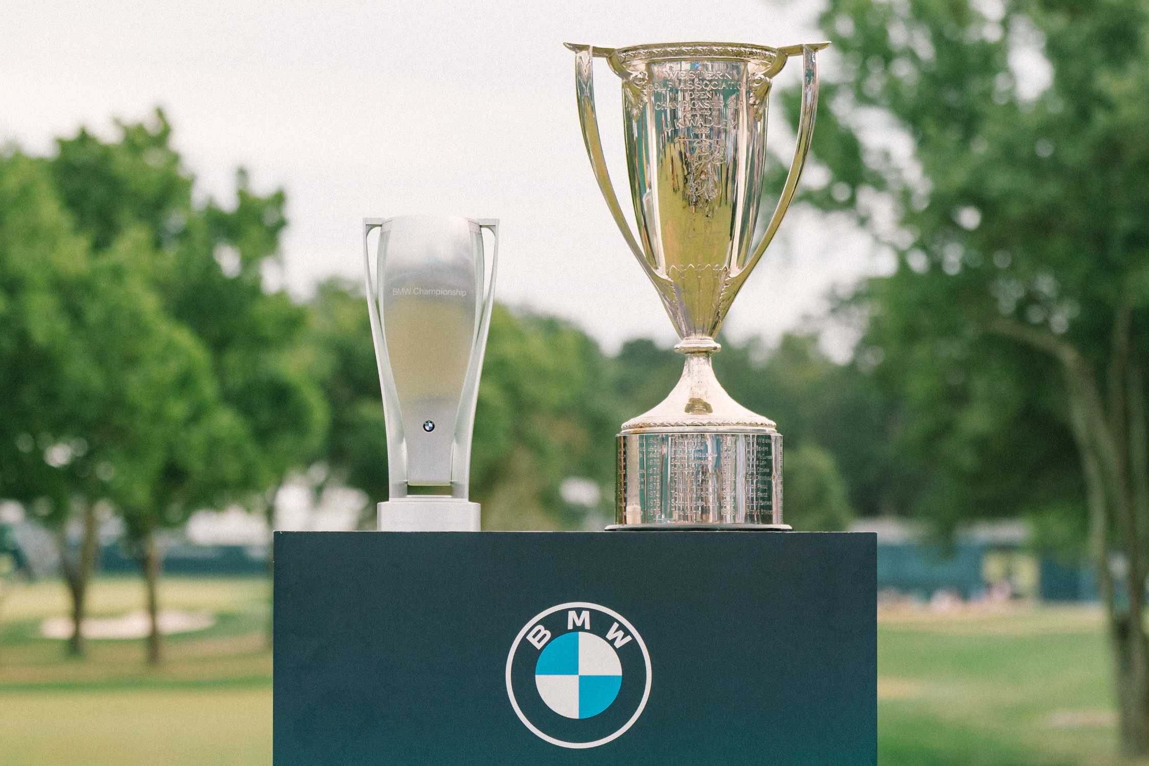 The BMW Championship Trophy and J.K. Wadley Trophy are presented on the