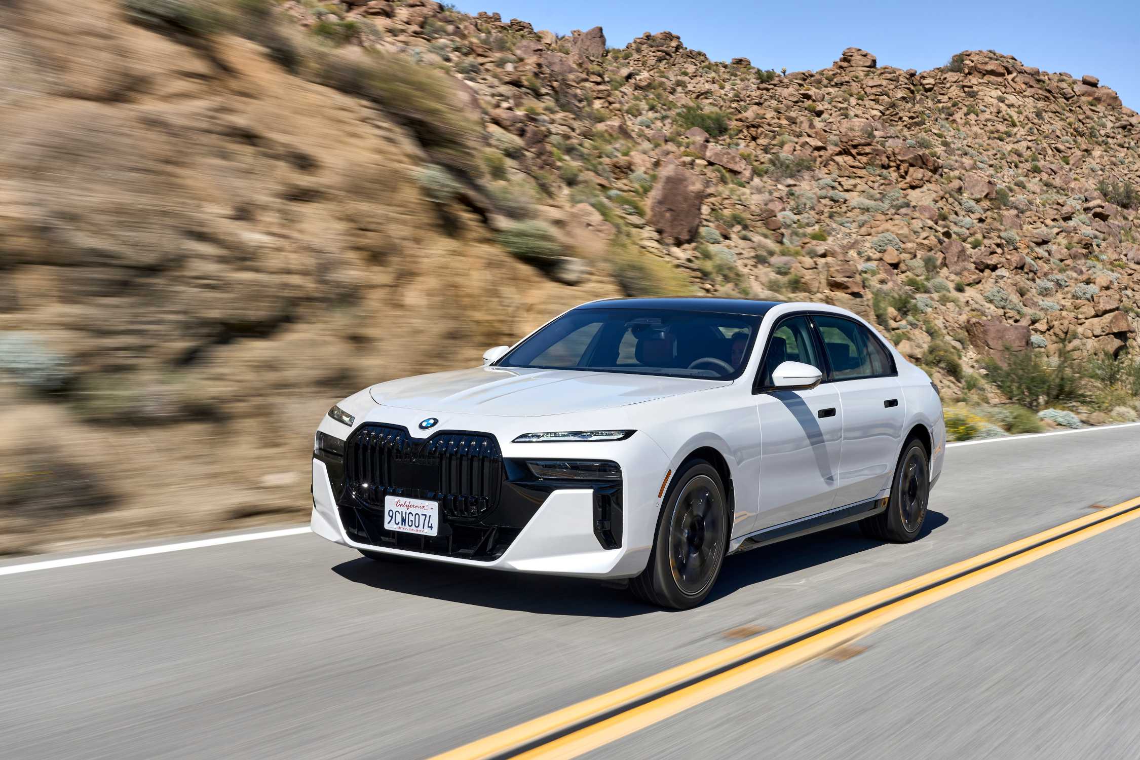 The New Bmw 760i Xdrive Mineral White Metallic On Location Palm Springs