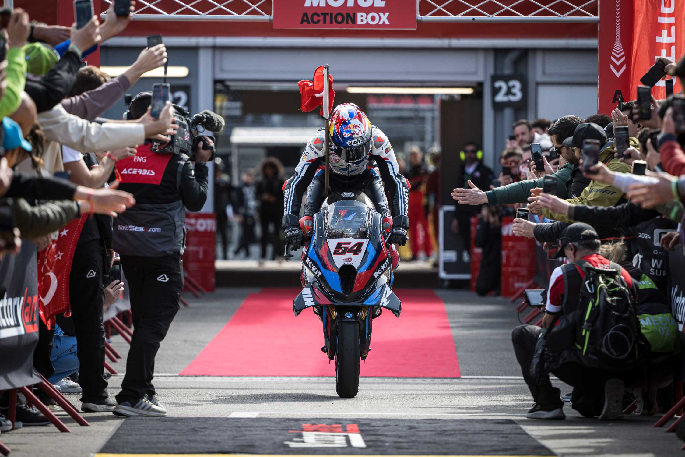 Conclusion of an incredible weekend: Another victory and podium for Toprak Razgatlioglu and the BMW M 1000 RR on WorldSBK Sunday at Barcelona.