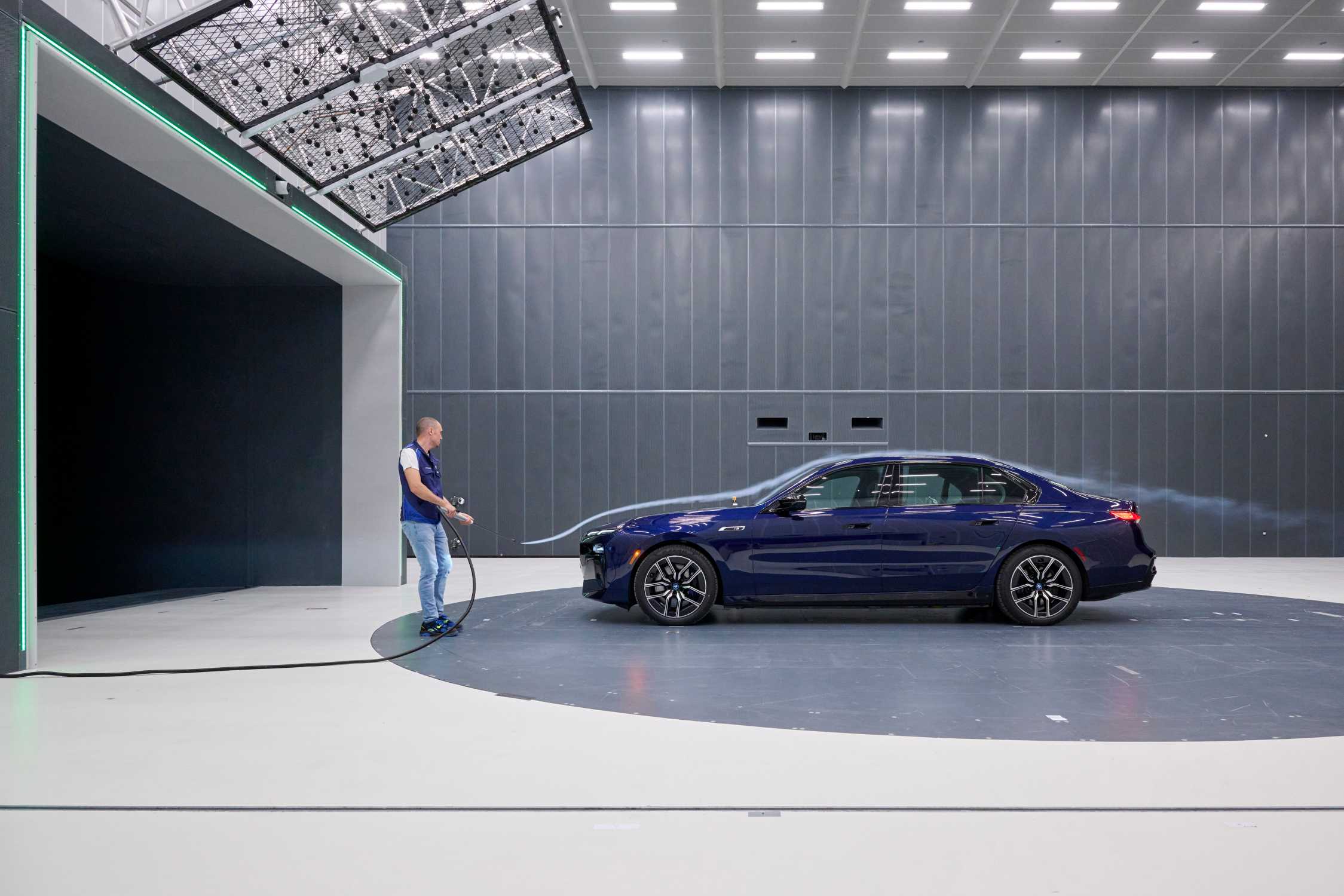 Working with the smoke lance in the Aeroacoustics Wind Tunnel of the BMW Group (11/2024)