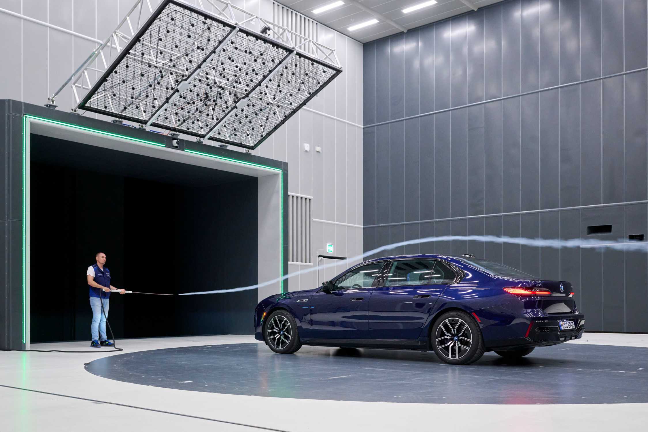 Working with the smoke lance in the Aeroacoustics Wind Tunnel of the BMW Group (11/2024)