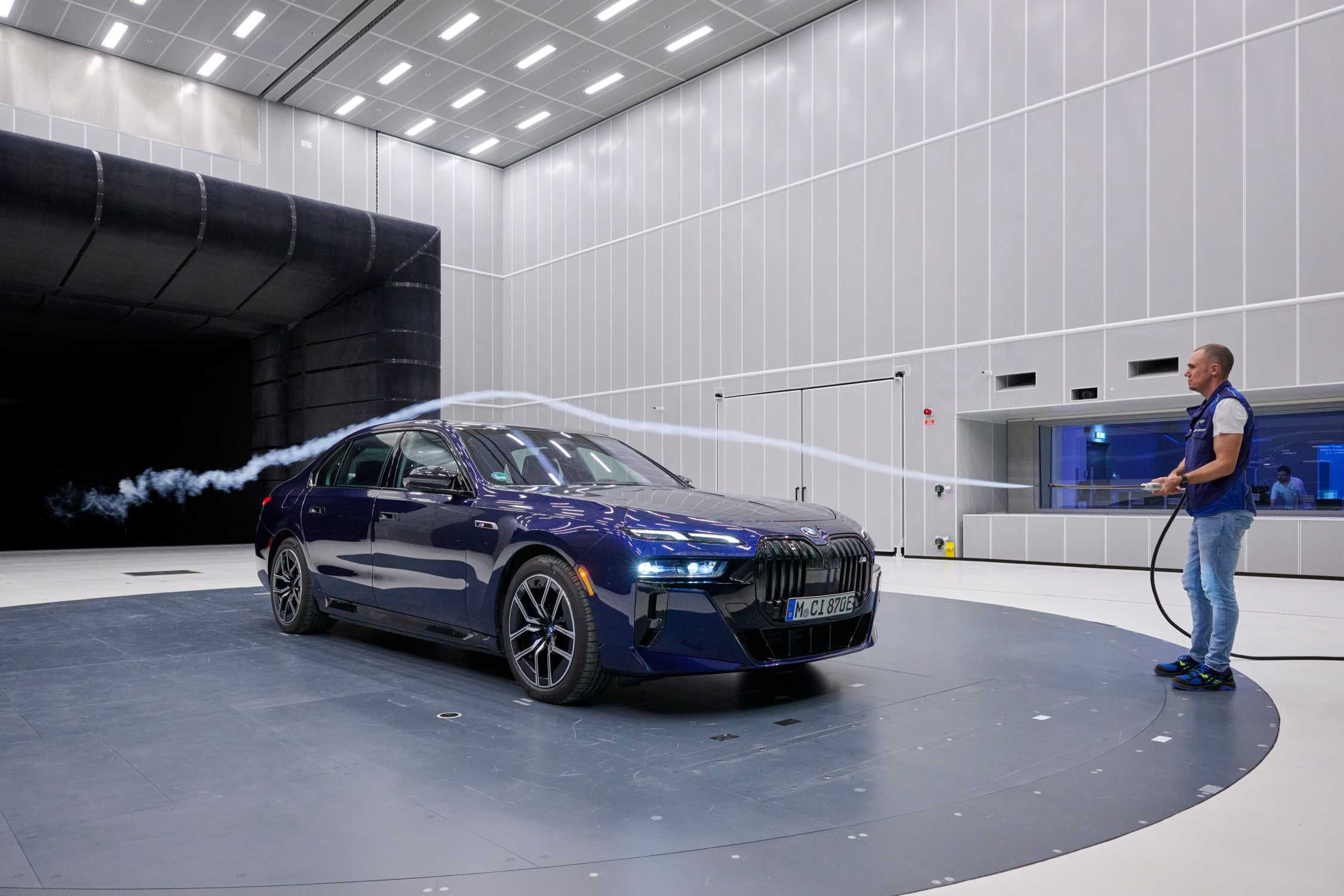 Working with the smoke lance in the Aeroacoustics Wind Tunnel of the BMW Group (11/2024)