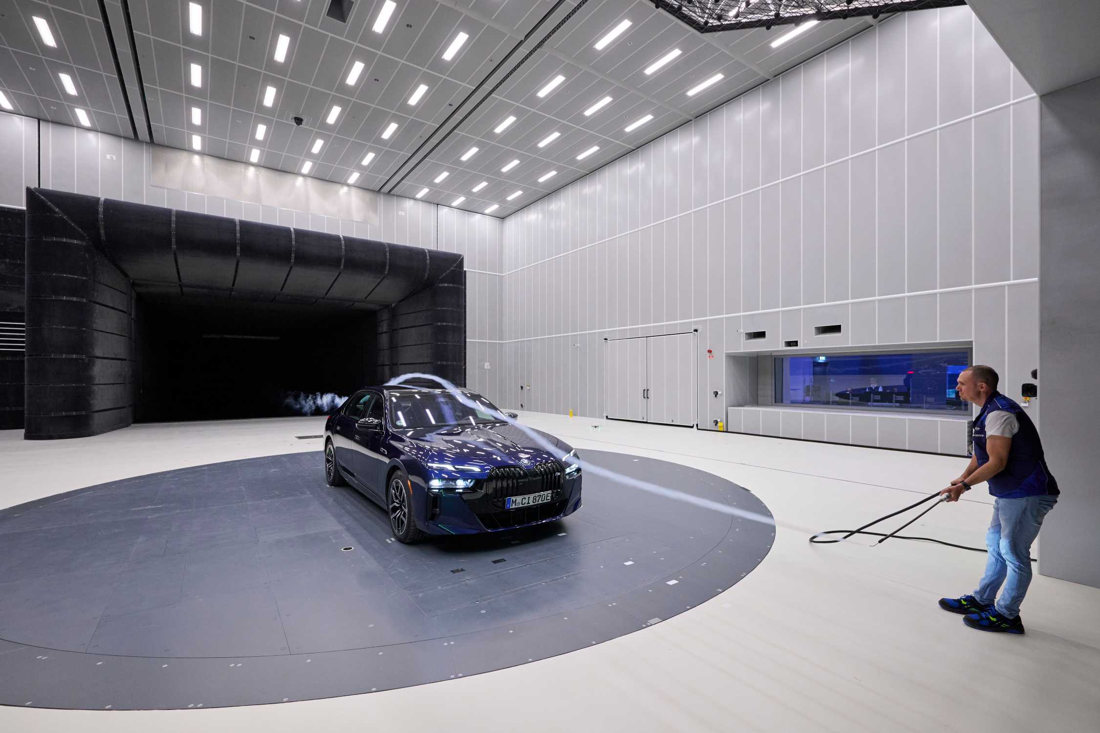 Working with the smoke lance in the Aeroacoustics Wind Tunnel of the BMW Group (11/2024)