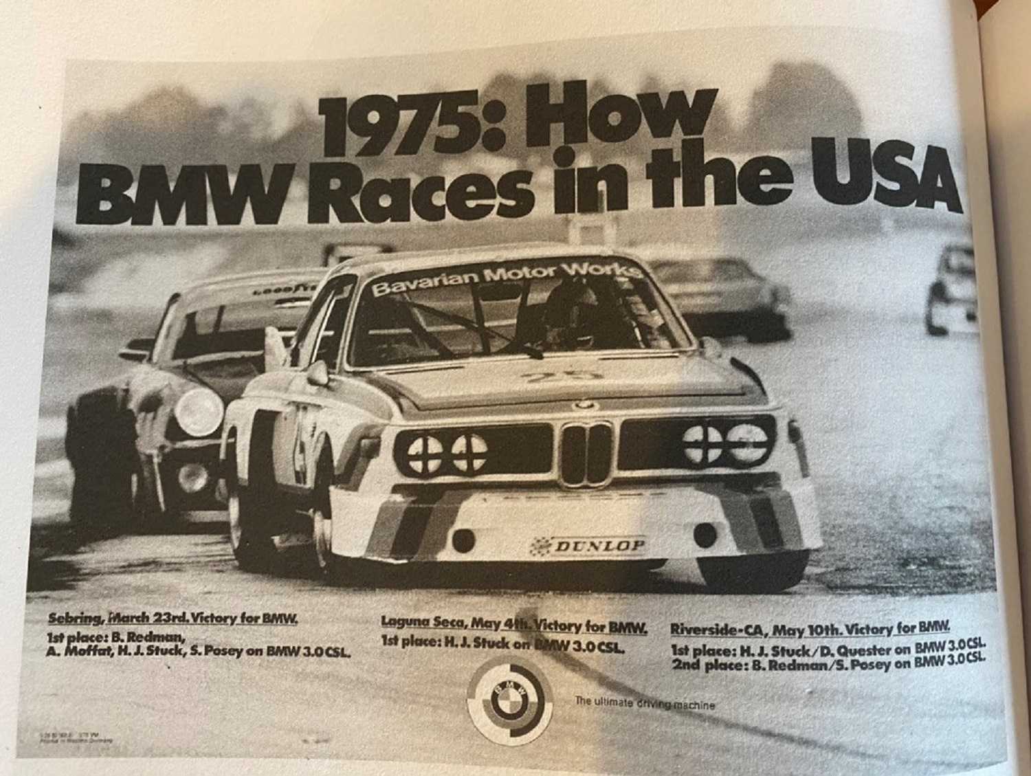 1975 season ad featuring the 3.0 CSL