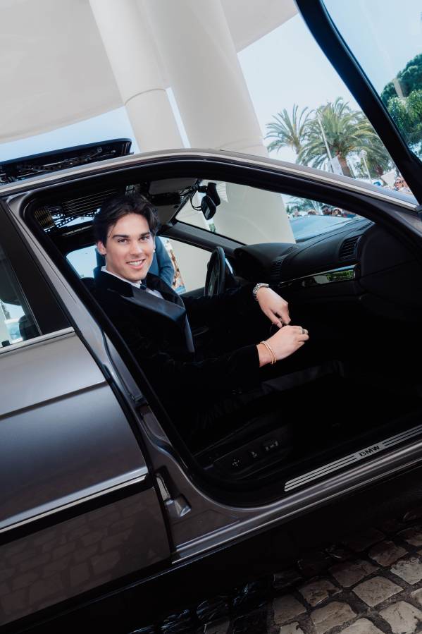 Paris Brosnan in the BMW 7 Series.