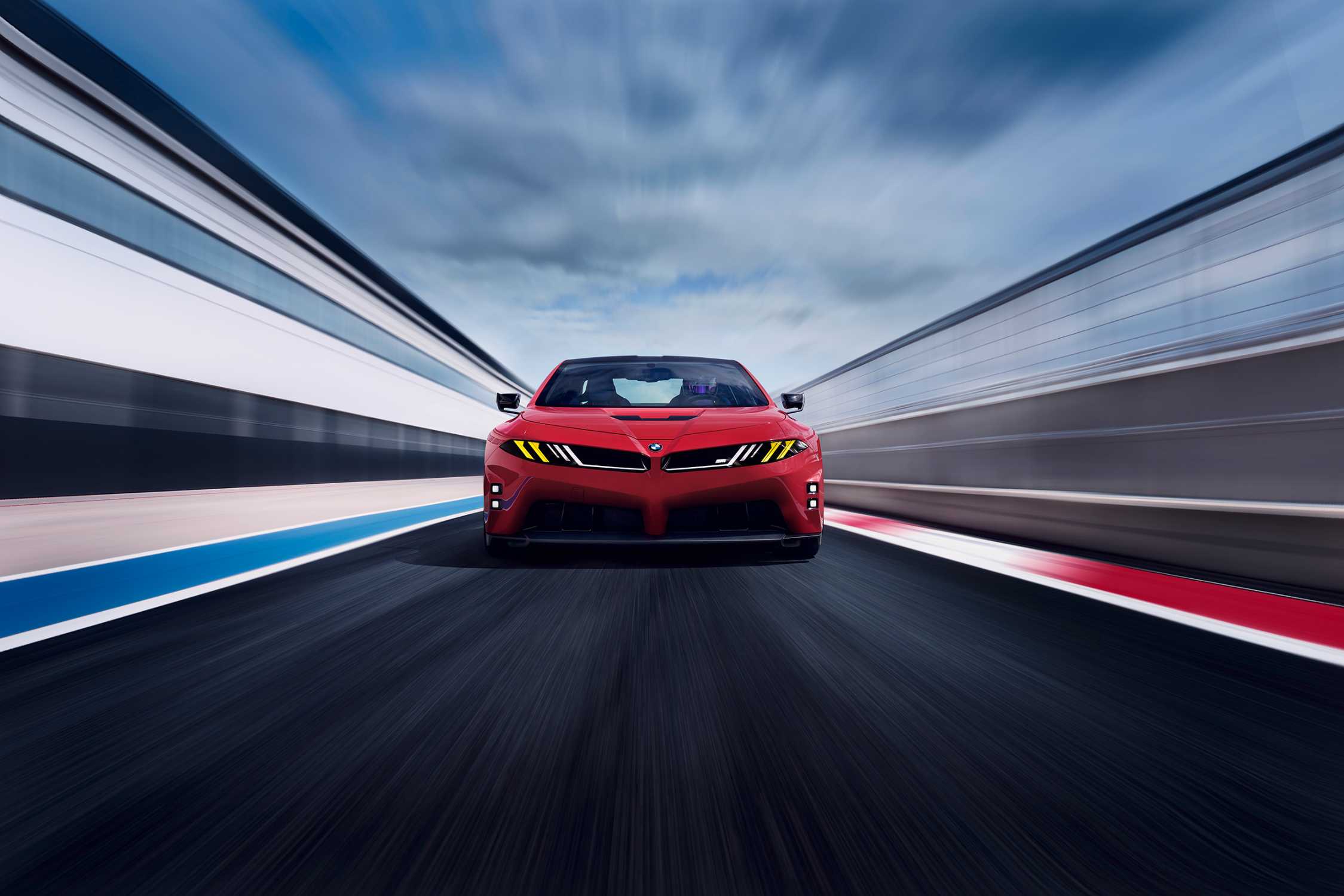 Official BMW image of the red BMW M Concept Neue Klasse