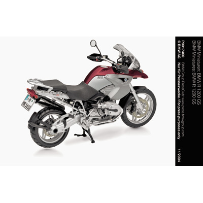 BMW R1200 GS motorbike in miniature. The cult bike graces desks