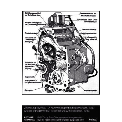 Zeichnung BMW 801 A Kommandogerät mit Beschriftung, 1939 (03/2007)